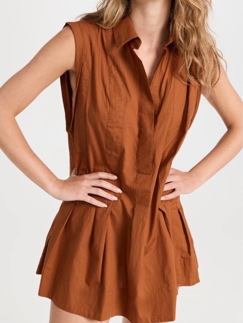 Free People Naomi Pleated Mini Dress in Sienna - Picture 4 of 8